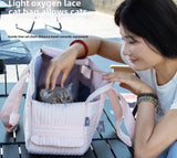 Pink Lace Cat Carrier Pet Backpack Breathable Small Dog Bag Shoulder Handheld Outing Pet Seat Carrier Pack Puppies Breathable
