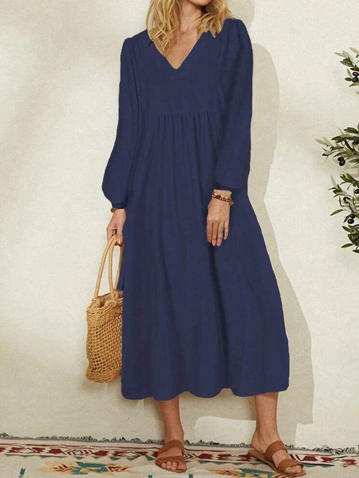 Spring/Summer New Arrivals Women's Cotton-Linen Blend Loose Bell-Sleeve Dress Casual Elegance for Everyday Wear