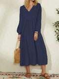 Spring/Summer New Arrivals Women's Cotton-Linen Blend Loose Bell-Sleeve Dress Casual Elegance for Everyday Wear