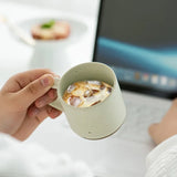 Speckled Ceramic Coffee Mug Modern White Frosted Design with Handle Unglazed Base Custom Small for Cafe
