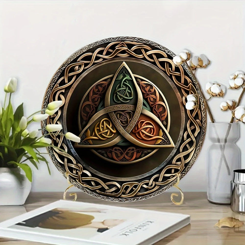 1 Piece 2D Celtic Three Curved Legs Symbol Logo Wooden Disc 8 Inch For Bedroom Living Room Home Restaurant Bar Coffee Shop