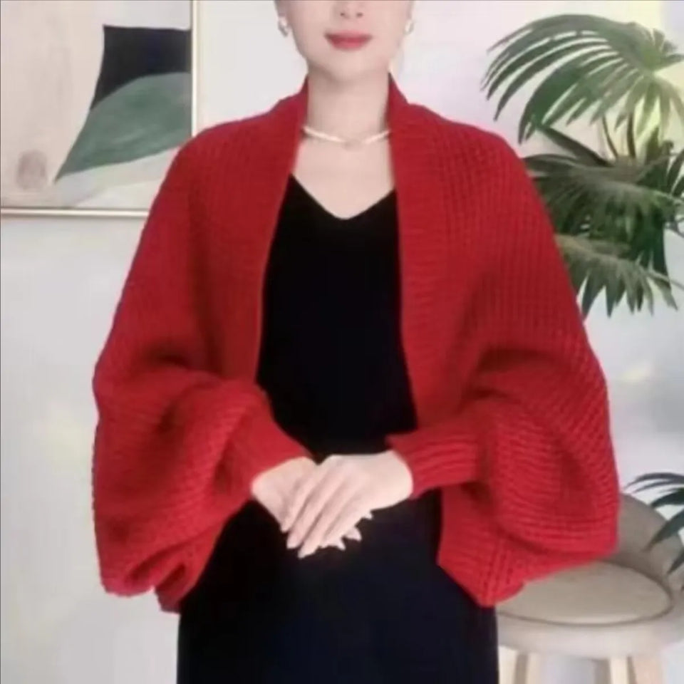 Spring Autumn Fashion Hollow Out Knitted Shawl New Long Sleeve Soft Mesh Cardigan Sweater Loose Elegant Female Knitted Cape