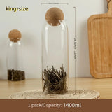 Four size spherical cork transparent glass sealed cans, suitable for storing coffee beans/tea leaves and kitchen storage