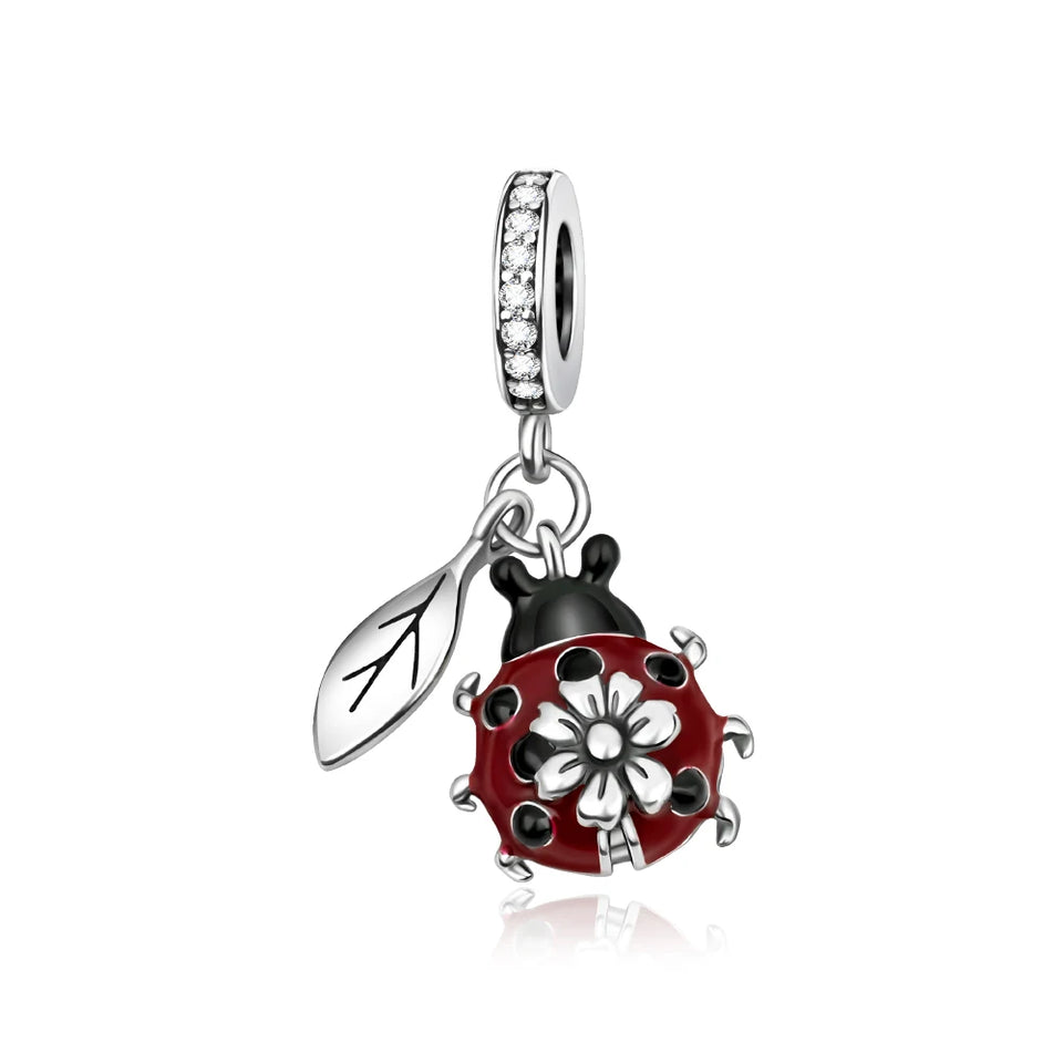 Red Series 925 Sterling Silver Koi Firecracker Dragon Heart Mushroom Coffee Machine Charm Fit DIY Bracelet Necklace Niche Gifts