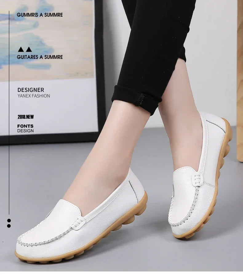Women Flats Ballet Shoes Woman Cut Out Leather Breathable Moccasins Women Boat Shoes Ballerina Ladies Casual Shoes