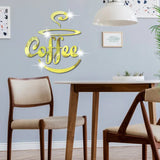 New Creative Acrylic Mirror Coffee Cup Wall Paste Living Room Bedroom Background Wall Decoration Self-adhesive Mirror
