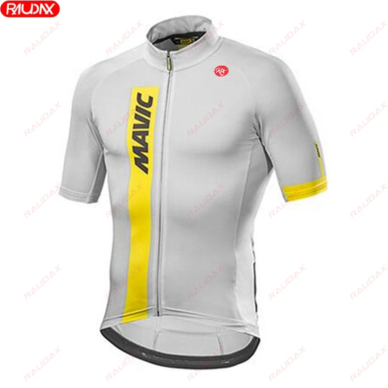 RX MAVIC 2024 New Summer Men's Cycling Set Road Bicycle Breathable Short Sleeve Bib Shorts Bicycle Moisture Wicking Sweatshirt