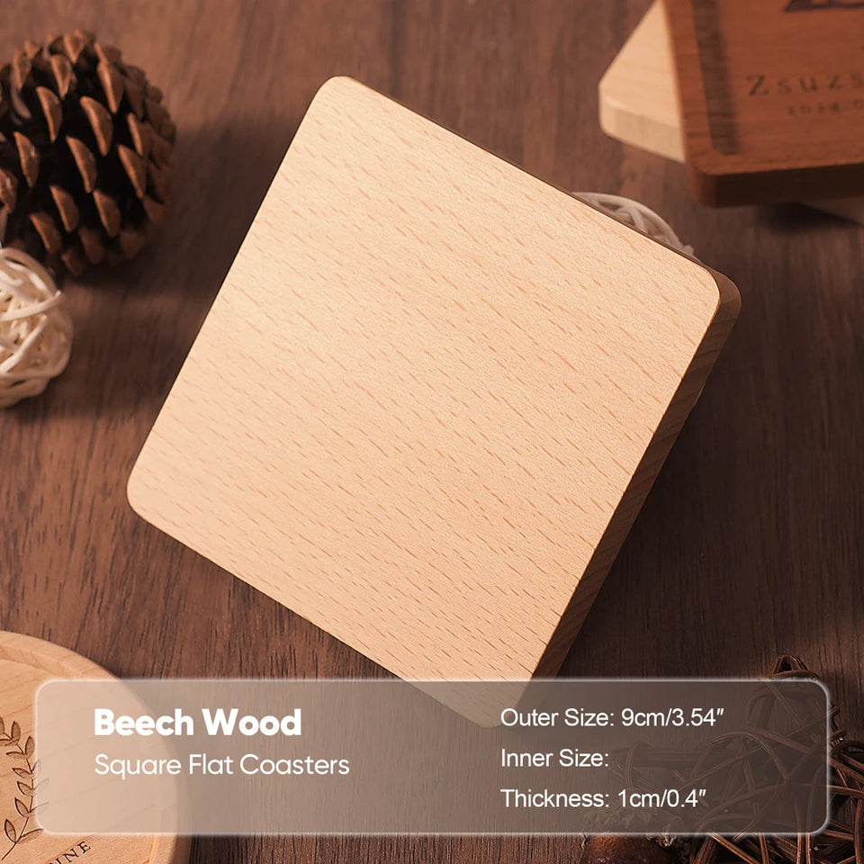 Wood Coasters for Drink Beech Coasters Heat Resistant Round Non-slip Pad Cup Coasters Tea Coffee Cup Pad for Home Table Kitchen
