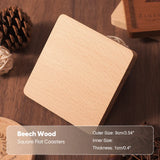 Wood Coasters for Drink Beech Coasters Heat Resistant Round Non-slip Pad Cup Coasters Tea Coffee Cup Pad for Home Table Kitchen