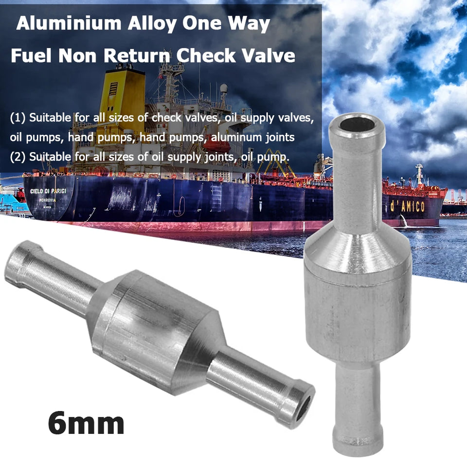6/58/9/10/12mm Aluminium Alloy One Way Check Valve Fuel Non Return Check Valve Petrol Diesel For Car Automobile Oil Water Pumps