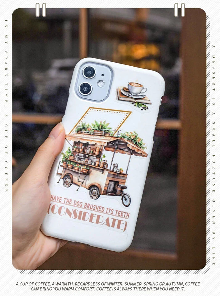 Coffee Bazaar Series Sticker Pack 6 Coffee Shop Diorama Themes 15Pcs Journal Decor for Cafe Lovers