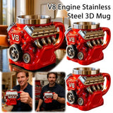 V8 Engine Coffee Mug, Retro V6 Engine Coffee Mug, Personalized Stainless Steel Wall Insulation Mug Xmas New Year Gifts for Mens