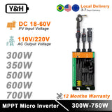 Y&H Solar Grid Tie Micro Inverter 700W 600W 500W 350W 300W MPPT  Input DC26V-60V PV Output AC110V/240V Home Solar On Grid System