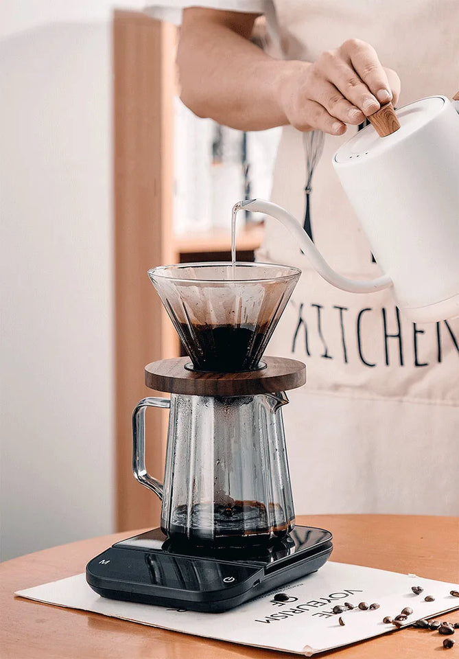 Household Coffee Maker Advanced Grey Glass Hand-brewed Coffee Drip Filter Cup Wood Pallet Sharing Pot Coffeeware Accessories