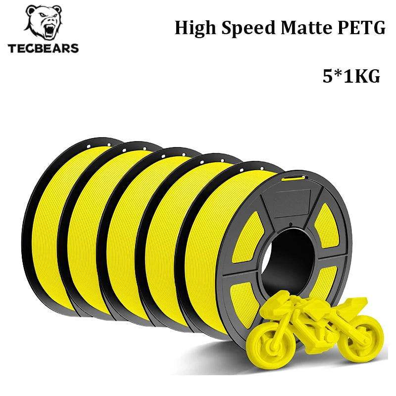 TECBEARS High Speed Matte PETG 3D Filament 1.75mm 5KG petg 600mm/s  Neatly Wound Multi Color FDM 3D Printer Materials DIY Gift