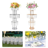 5 Tiers Gold/Silver Wedding Centerpieces Flower Stand Vase Centerpiece Acrylic Flower Stand with Hanging Acrylic