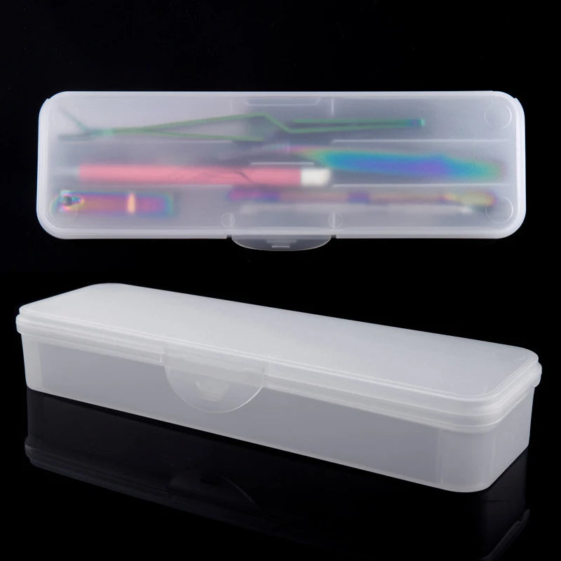 1Pc Rectangle Double-layer Nail Art Tool Empty Storage Box Tweezers Clippers Nail Brush Files Portable Plastic Container 22cm