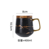 Nordic Marble Textured Ceramic Coffee Cup Creative Office Home Mug with Lid Couple Afternoon Tea Coffee Cup Set Holiday Gift