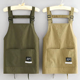 【Peace】Household Canvas Apron Oil-proof Can Wipe Hands Kitchen CookingMen Women Adult With Tool Pocket Fashion Coffee Over Apron