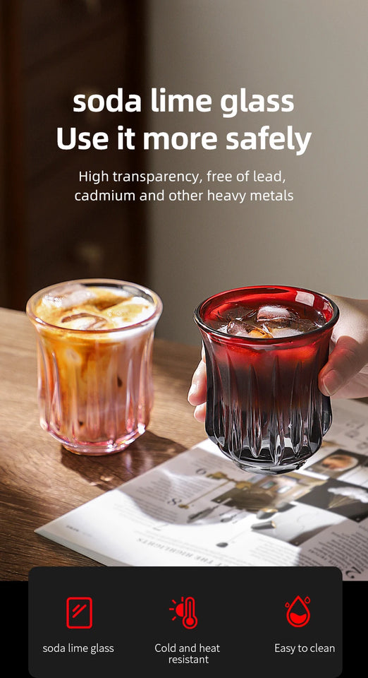 Bincoo High End Coffee Cup Elegant Retro Glass for Americano Dirty Flat White Espresso and Latte Available in 90/200/240/400ml