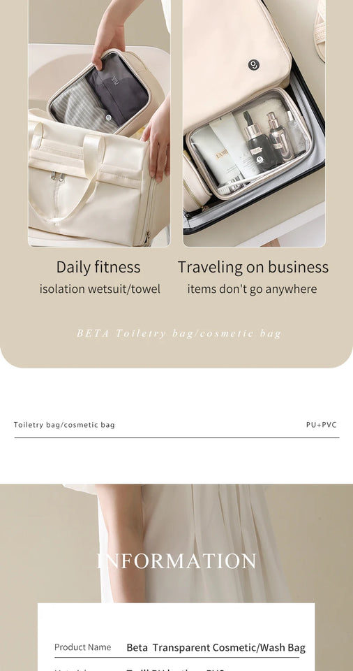 Tianzong Toiletry Bag Portable Travel Business Trip Cosmetics Bag Waterproof Transparent Cosmetic Bag
