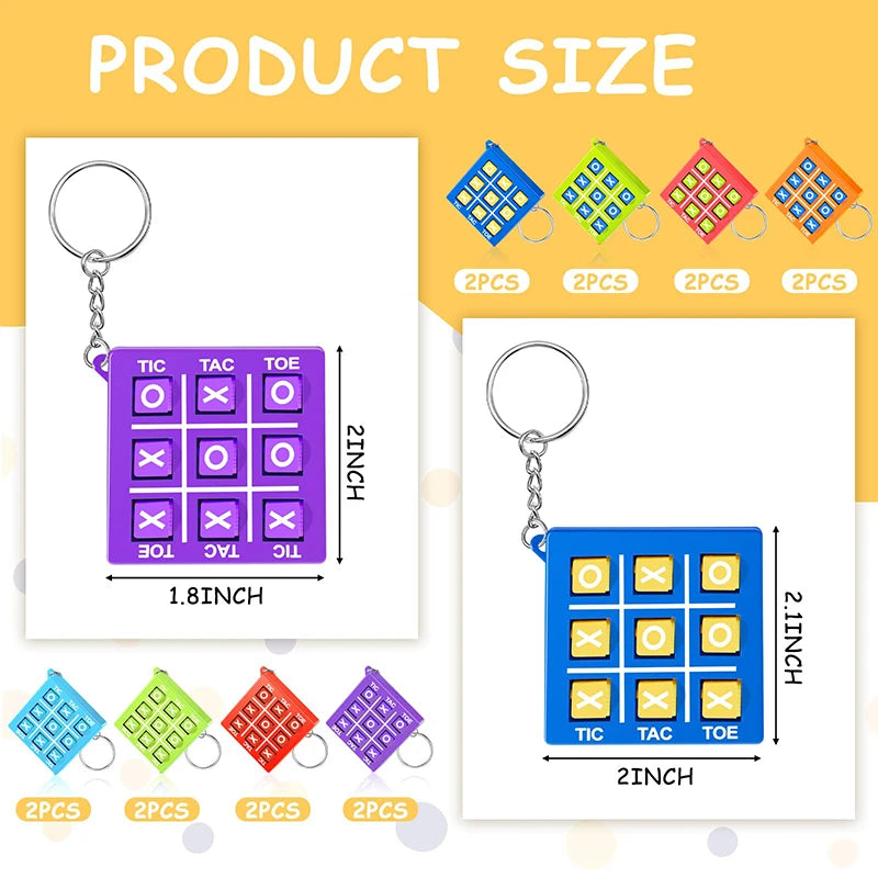 5Pcs Colorful Tic Tac Toe Keychain for Kids Educational Toys Birthday Party Favor Classroom Prizes Goodie Filler Pinata Gift