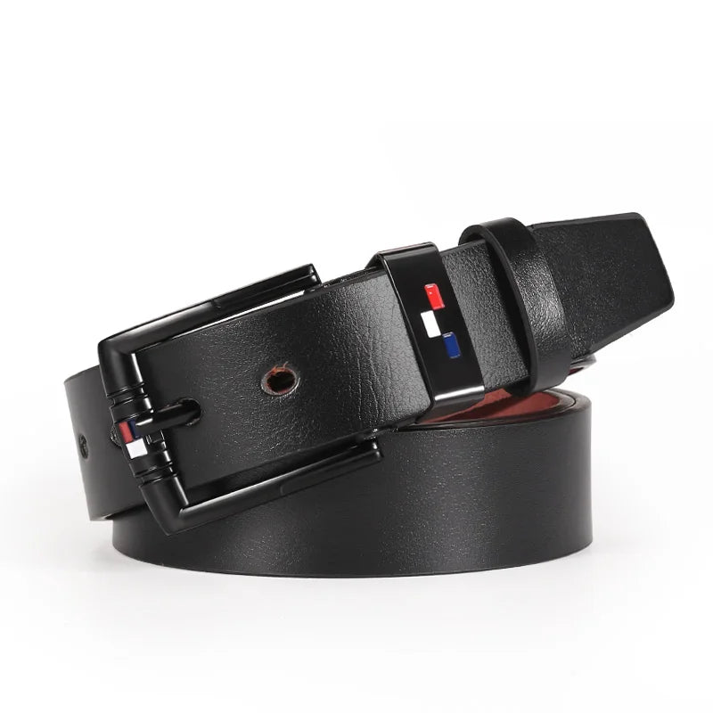 1pc Men's PU Leather Alloy Black Pin Square Buckle Belt Business Leisure Belts Fashion Black Coffee WaistBelts for Men