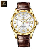 BINBOND New Fashion Mens Casual Sports Watches For Men Retro Big Dial Quartz Watches Classic Leather Business Men Watches B5663