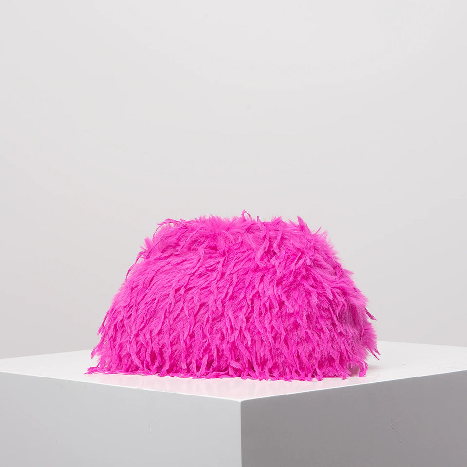 Dopamine-style clip bag, Y2K plush clutch bag, candy-colored women's purse, dinner dress clutch