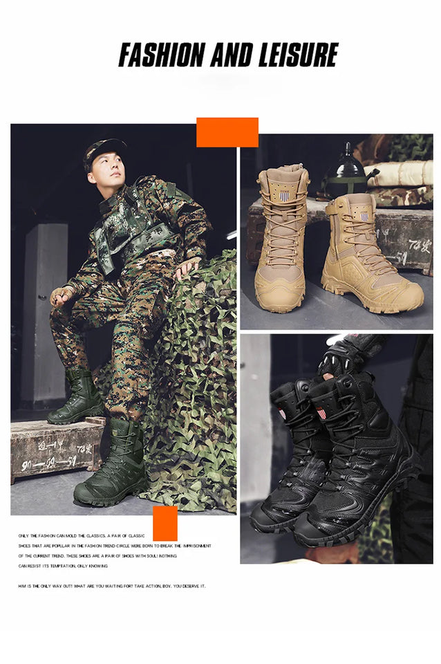 Special Forces Desert Combat Tactical Men's Tall Boots Wear-resistant Training Boots Waterproof Outdoor Mountaineering Sports Cl