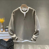Male Sweatshirt No Logo Overfit Y2k Vintage Loose Clothing Deals Welcome Deal Cheap Luxury Cotton Men's Pullover Fake Two Piece