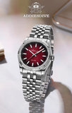 ADDIESDIVE AD2073 Men's Business Watch Sapphire Glass Stainless Steel Quartz Wristwatches Gradient Red Dial Watches Reloj Hombre
