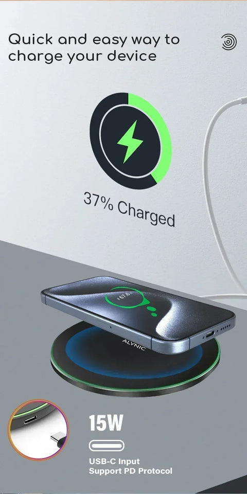Fast Wireless Charger Pad Stand for iPhone 16 15 14 Samsung Xiaomi Earphone Phone Chargers Induction Wireless Charging Station