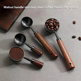 1pc New 304 Stainless Steel Measuring Spoon Coffee Bean Spoon 30ml Walnut Handle Coffee Powder Spoon Baking Spoon