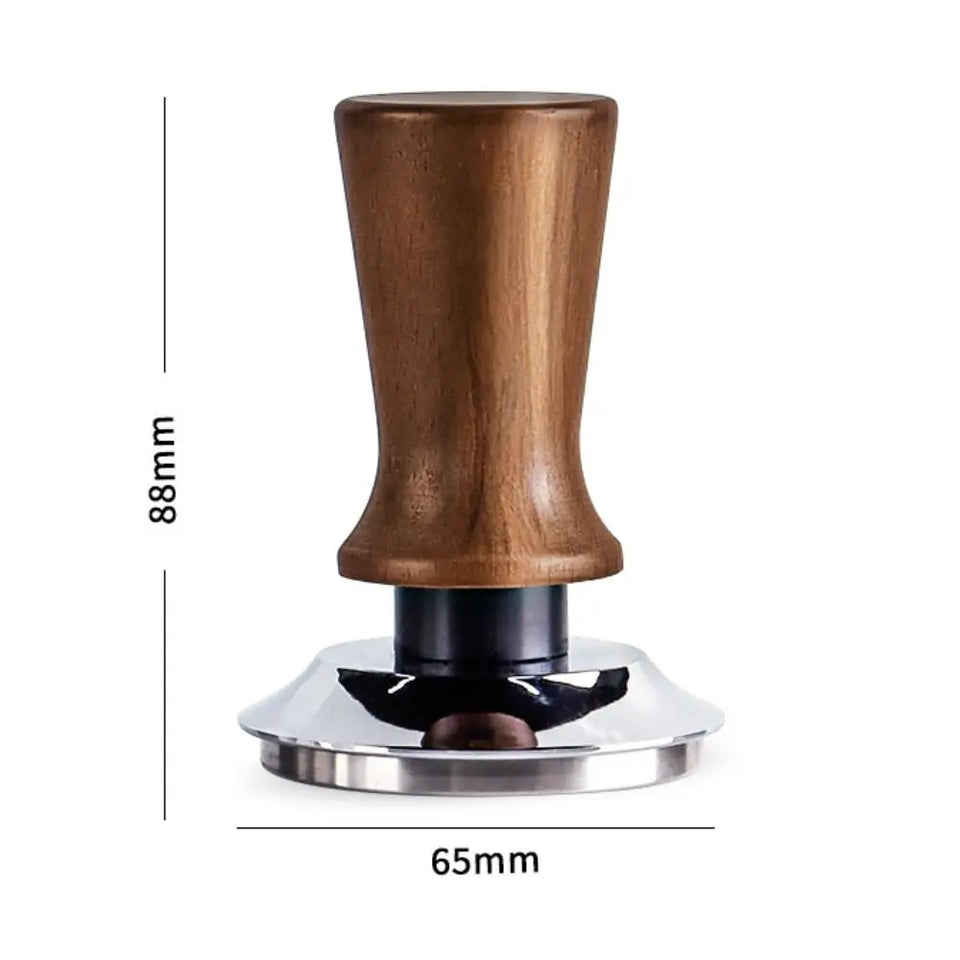 Premium 51/53/58MM Coffee Tamper Wooden Handle Durable Pressure Hammer Stainless Steel Base Barista Tool Professional Use