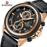 NAVIFORCE Waterproof Watches for Men Original Brand Luxury Leather Men's Quartz Wristwatch Fashion Military Chronograph Male