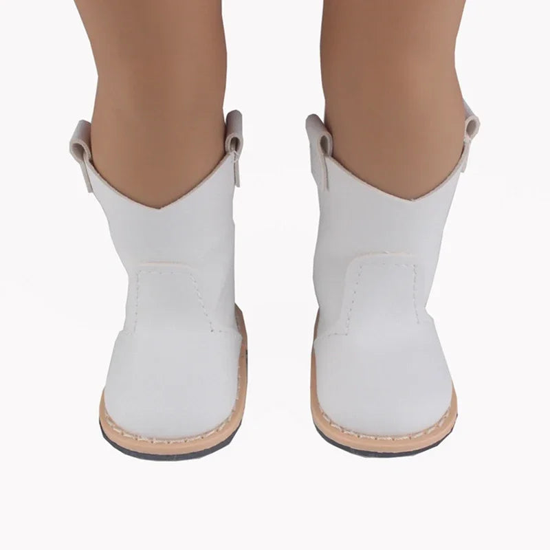 7.5cm American Dolls Leather Boots 8cm Highth PU High-quality Doll Shoes For 43cm New Born Doll 1/3 BJD Girl Dolls