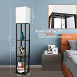 Floor Lamp with Shelves Modern Standing Shelf Lamp with 3 Color Temperature LED Bulb White Shade for Living Room Bedroom Office