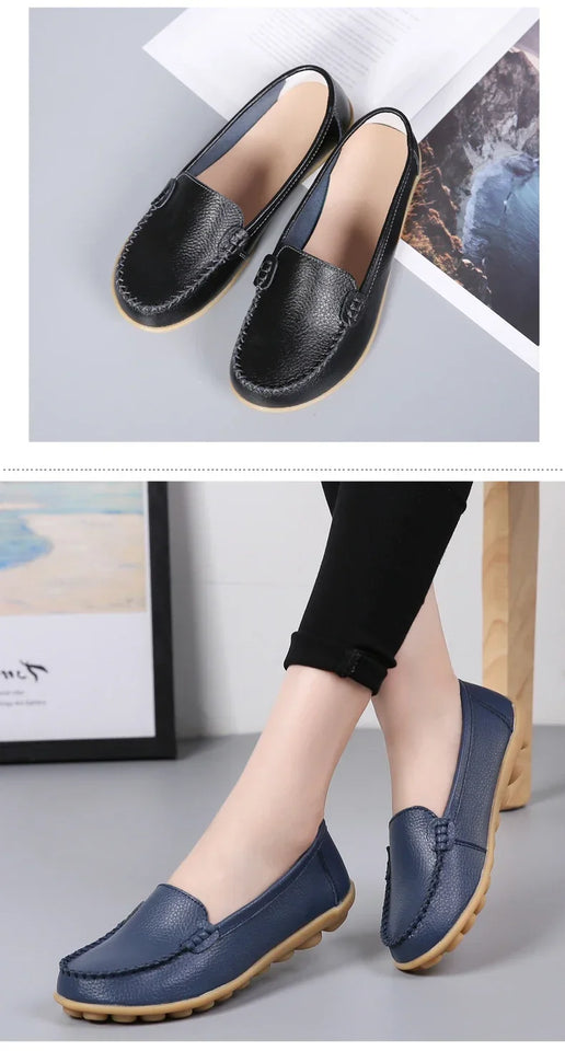 Women Flats Ballet Shoes Woman Cut Out Leather Breathable Moccasins Women Boat Shoes Ballerina Ladies Casual Shoes