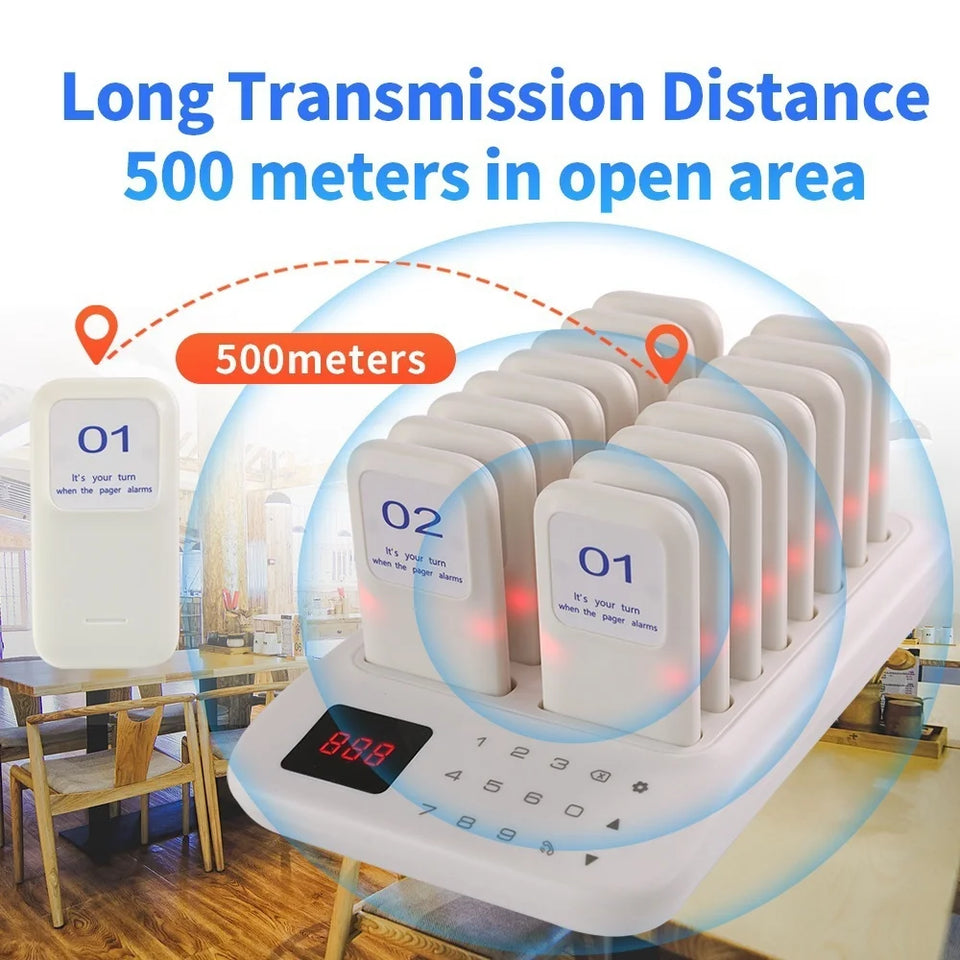 Restaurant Pager System,16 Restaurant Pagers,Wireless Calling System for Restaurant,1000FT Long Range Food Buzzer  Pagers