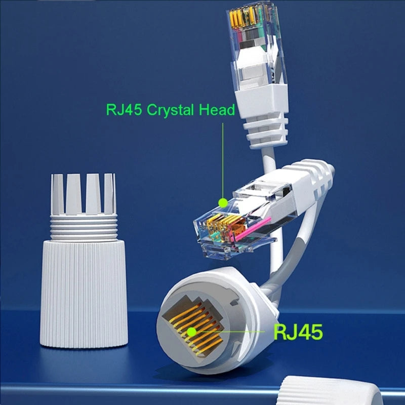 Waterproof Upgraded POE Splitter 2-in-1 Network Cabling Connector 1 To 2 way RJ45 Connector Adapter for Security Camera install