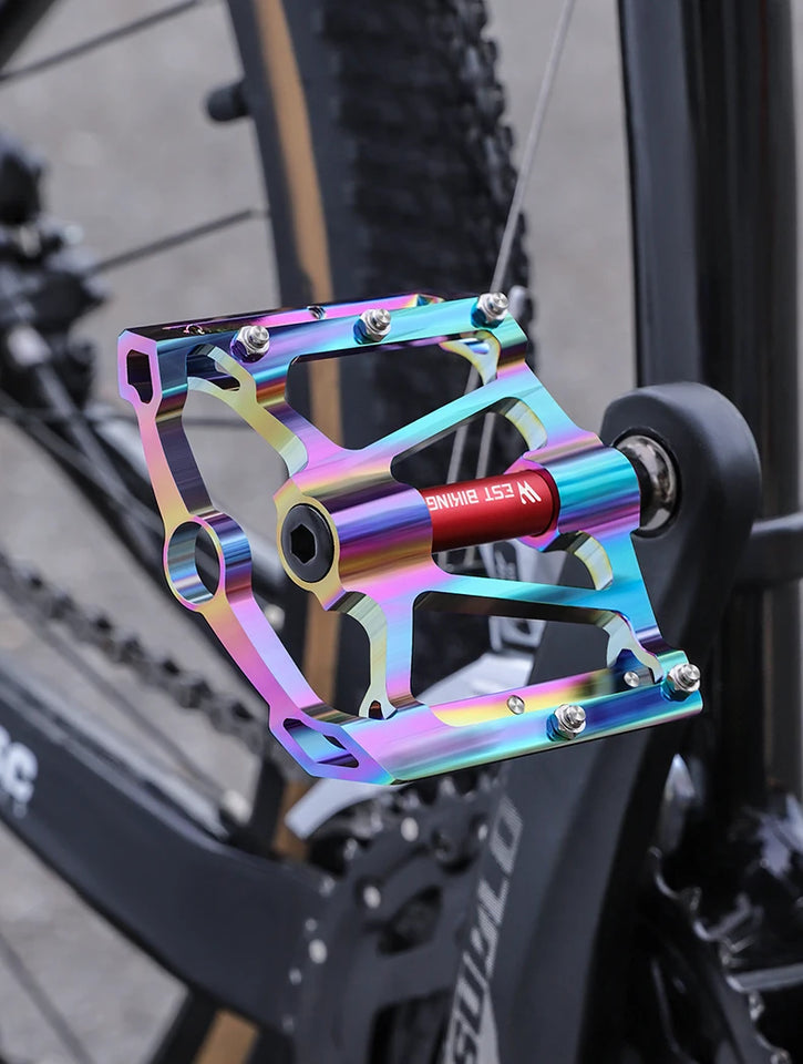 WEST BIKING Bicycle Pedal Three Bearing Aluminum Alloy Pedal Mountain Bike Road Bike Pedal Color Bike Accessories