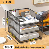 Office File Organizer Capacity Metal Mesh Desk Organizer with Three Layer Design Multifunctional File Holder Paper Storage Rack