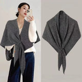 Fashion Solid Color Knitted Shawl Soft Neck Wrap Sweater Shawl Cape Winter Warm Thickened Wool Blended Shawl