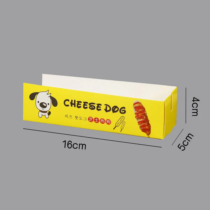 100pcs/lot Hot Dog Packaging Box Sausage Snack Food Boat Boxes Disposable Party Food Serving Tray Catering Takeaway Paper Box