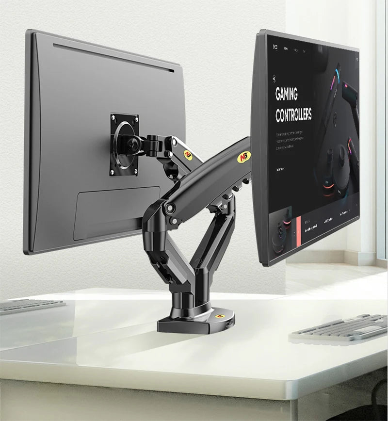 NB F160 Gas Spring 360 Degree Desktop 17"-27" Dual Monitor Holder Arm Full Motion Monitor Mount Bracket Load 2-9kg each