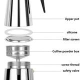 2/4/6/9/12 Cups Coffee Pot Mocha Espresso Latte Stovetop Filter Stainless Steel for Kitchen Moka Coffee Maker Coffee Maker Pot