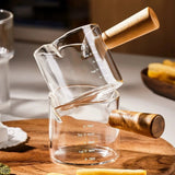 1 Piece 75ml Double Mouth Milk Cup With Side Wooden Handle Clear Glass Coffee Cup, Suitable For Home Espresso, Milk Production