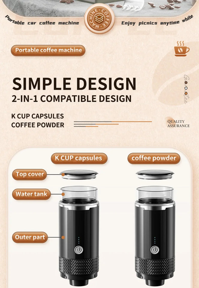 Electric Portable Coffee Machine Capsule Ground Coffee Brewer Suitable for Coffee Powder And Coffee Capsule - Coffee Maker