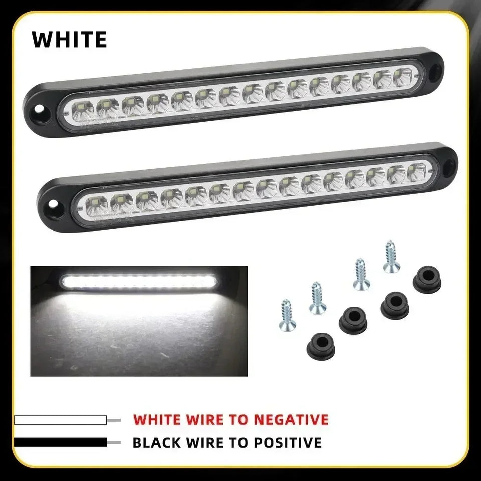 2pcs 15-LED Third Brake Light Assembly, 12V/24V Multi-Position Rear Warning Lamp for Truck Trailer Commercial Vehicles